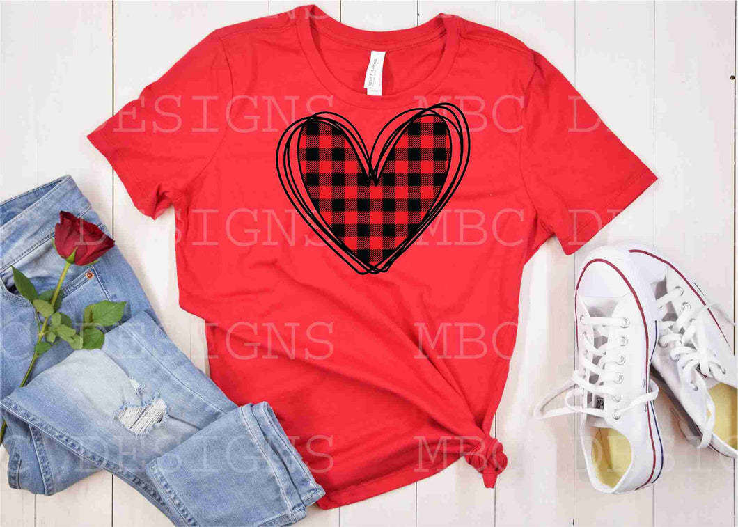 Buffalo Plaid Heart-Adult Sizing