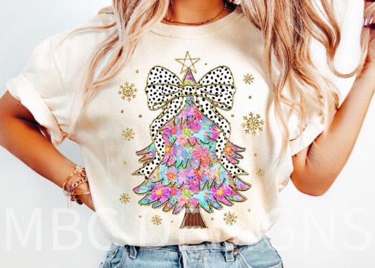 Coquette Tie Dye Christmas Tree-Youth Sizing