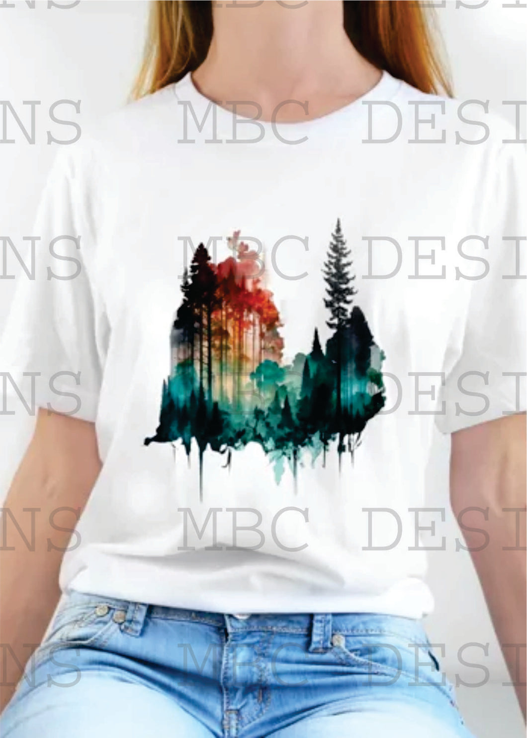 Forest Watercolor-Adult Sizing