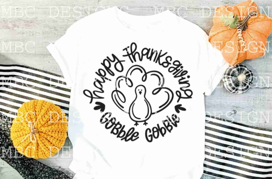 Happy Thanksgiving Gobble Gobble-Toddler Sizing