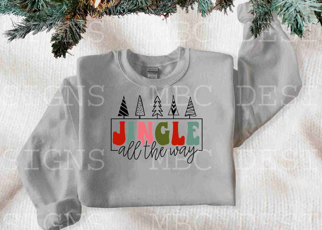 Jingle All the Way (Colorful w/ Trees)-Youth Sizing