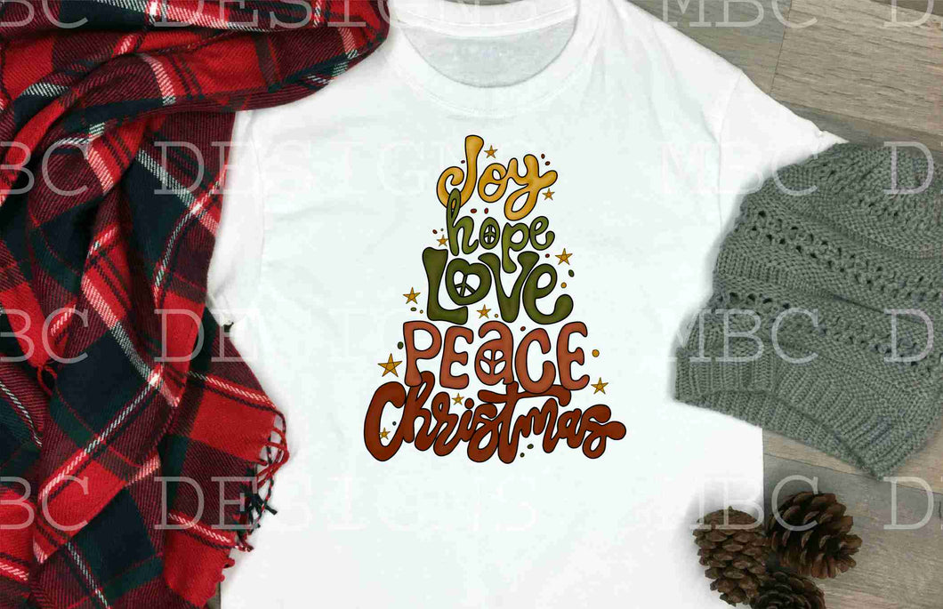 Joy, Hope, Love, Peace, Christmas Tree-Youth Sizing