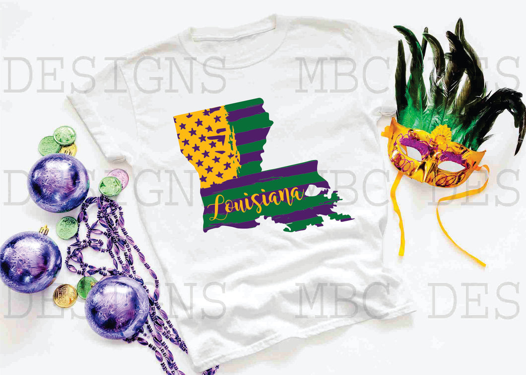 Distressed LA Mardi Gras Flag-Youth Sizing