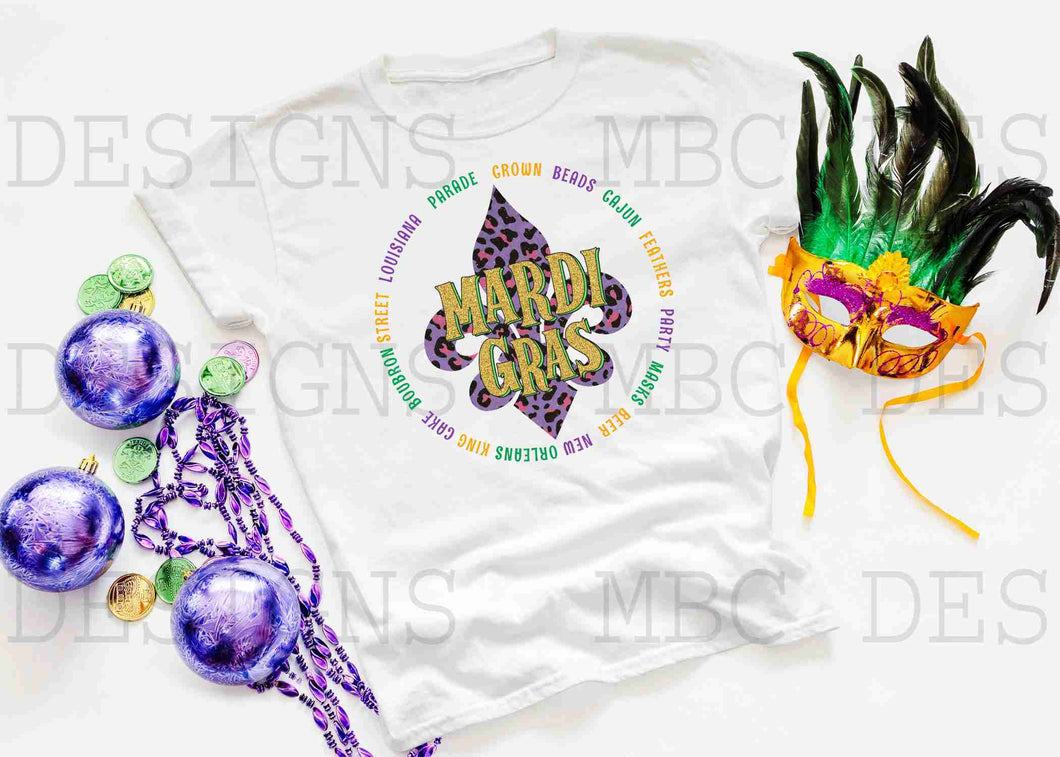 Mardi Gras Leopard Fleur De Lis-Toddler Sizing