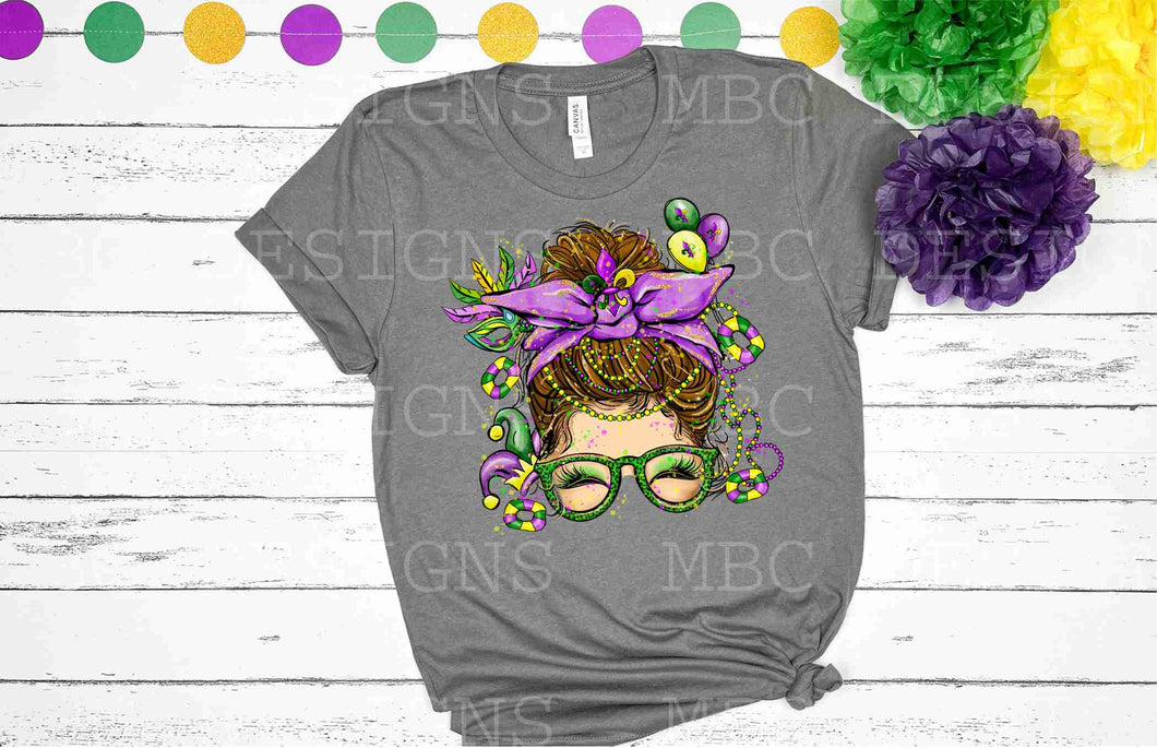 Mardi Gras Mama w/ Bun-Youth Sizing