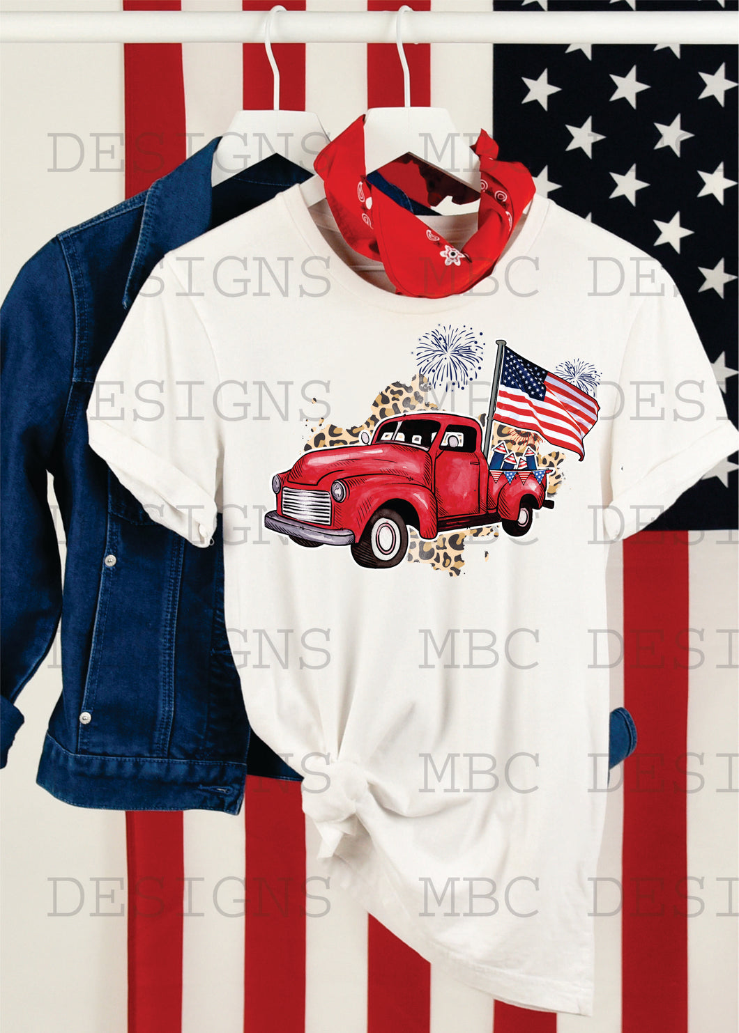 Patriotic Truck w Flag-Toddler Sizing