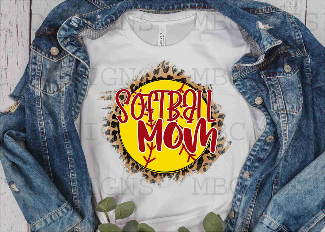 Softball Mom w/ Leopard-Adult Sizing