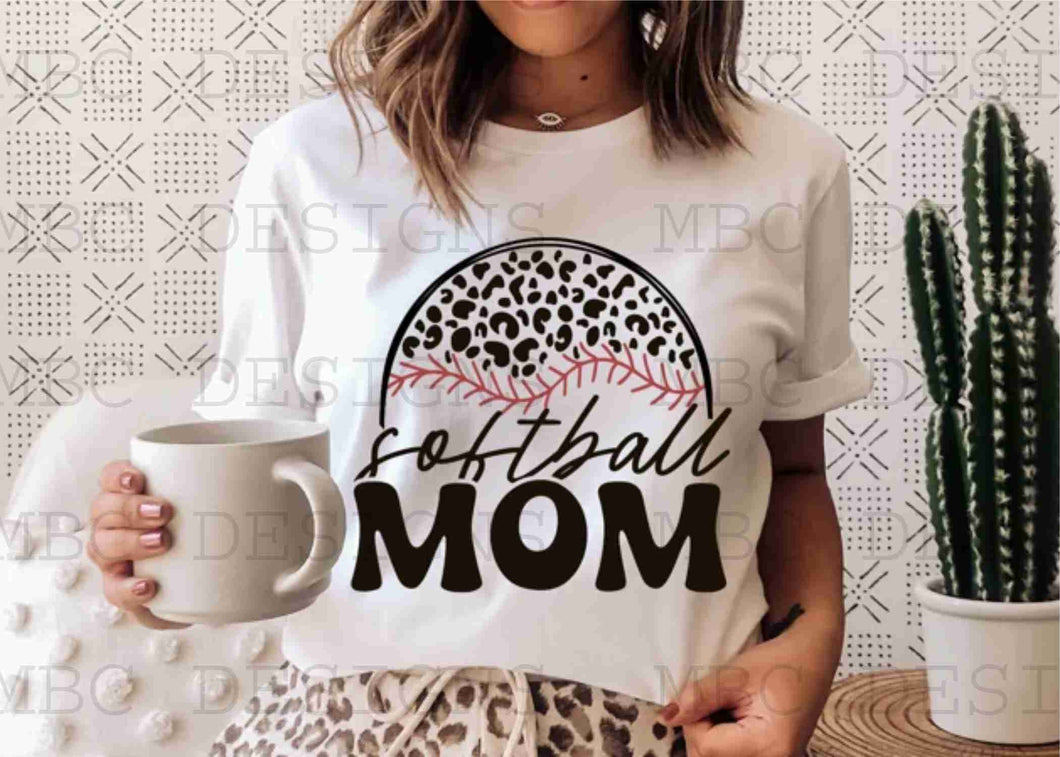 Softball Mom w/ Leopard Ball-Adult Sizing