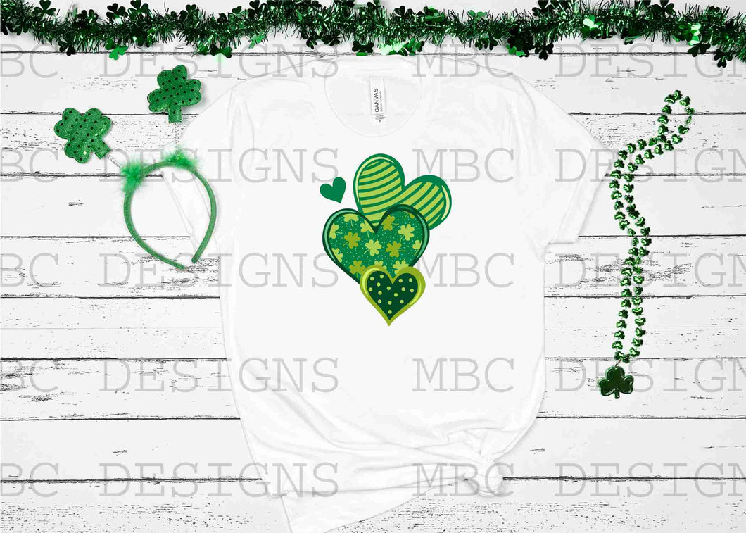 St. Patrick's Stacked Hearts-Toddler Sizing