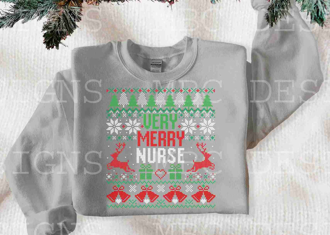 UGLY SWEATER Very Merry Nurse-Toddler Sizing