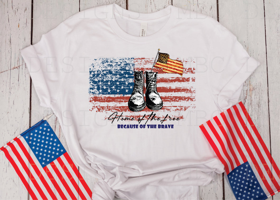 Home of the Free Flag w/ Army Boots-Youth Sizing