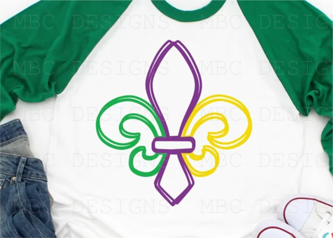 Scribble Fleur De Lis-Youth Sizing